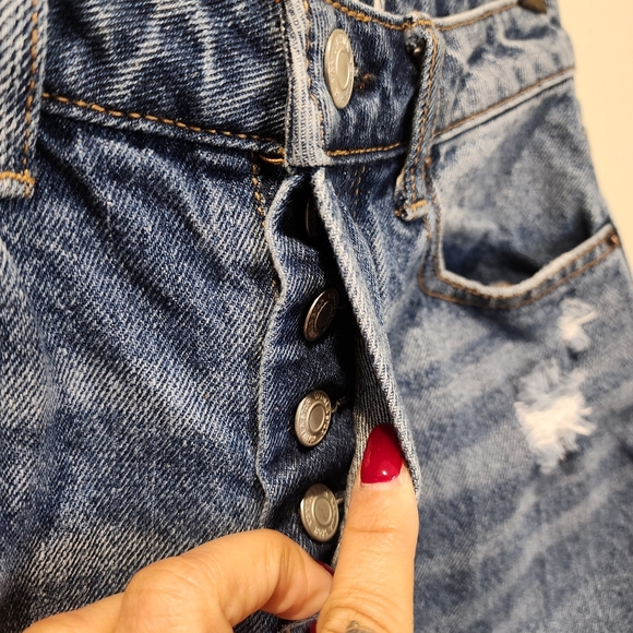 Vanilla Star 90s Boyfriend Straight Leg Medium Blue Jeans Distressing Size 3 - Picture 11 of 13